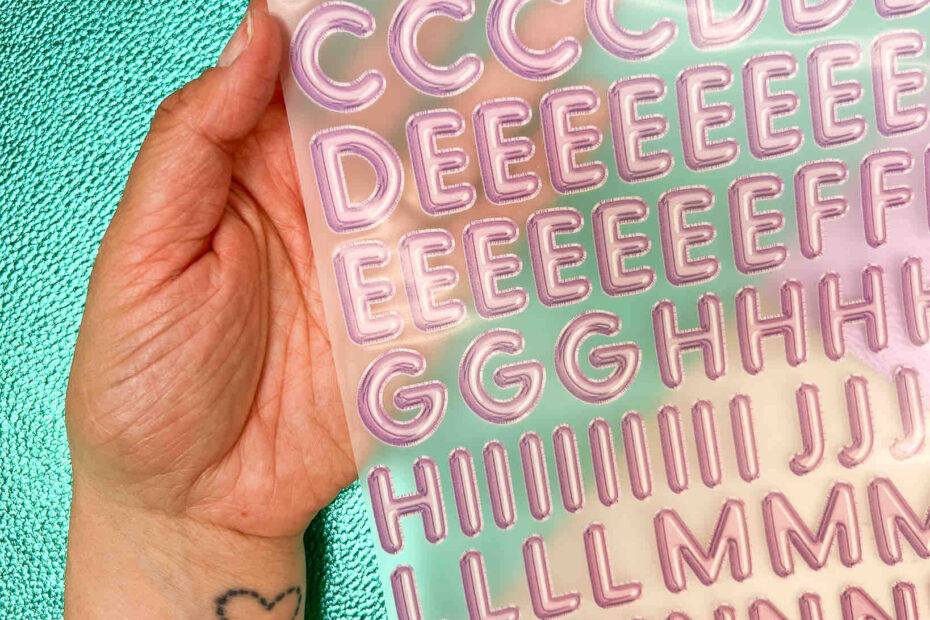 Buegelbild Buchstaben pink