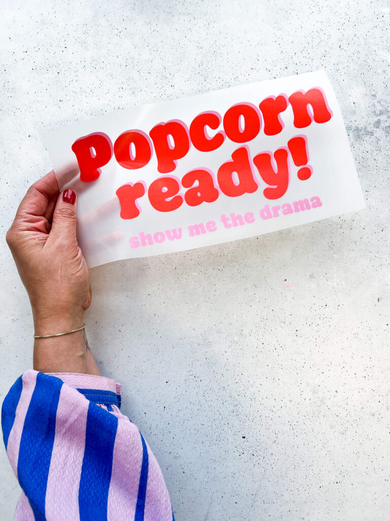 Bügelbild Popcorn ready
