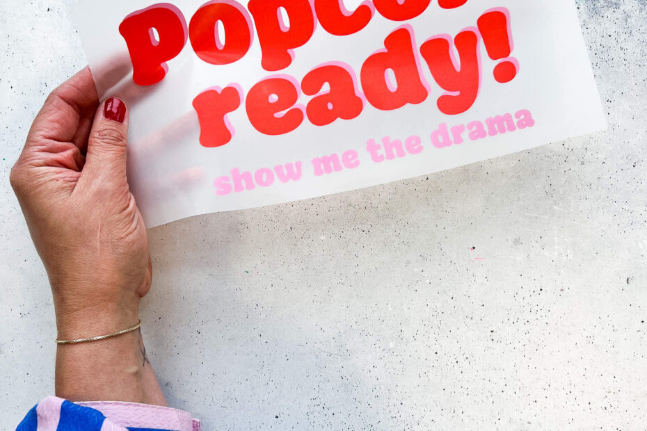 Bügelbild Popcorn ready