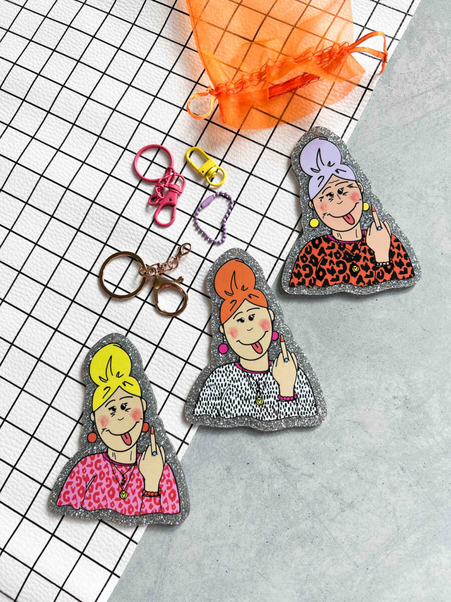PRE ORDER | Funky Hang Ons BIG | Acryl Anhänger-Set | Emotional Support - F*ck Lady