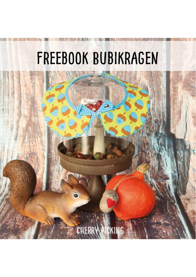 Genähter Bubikragen aus geblümtem Stoff mit Zackenlitze und Schleife, Freebook von Cherry Picking